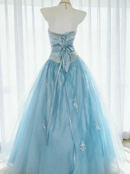 Vintage Ball Gown Sweetheart Tulle Sleeveless Long Quinceanera Dresses Sweet 15 16 Birthday Outfits AS016