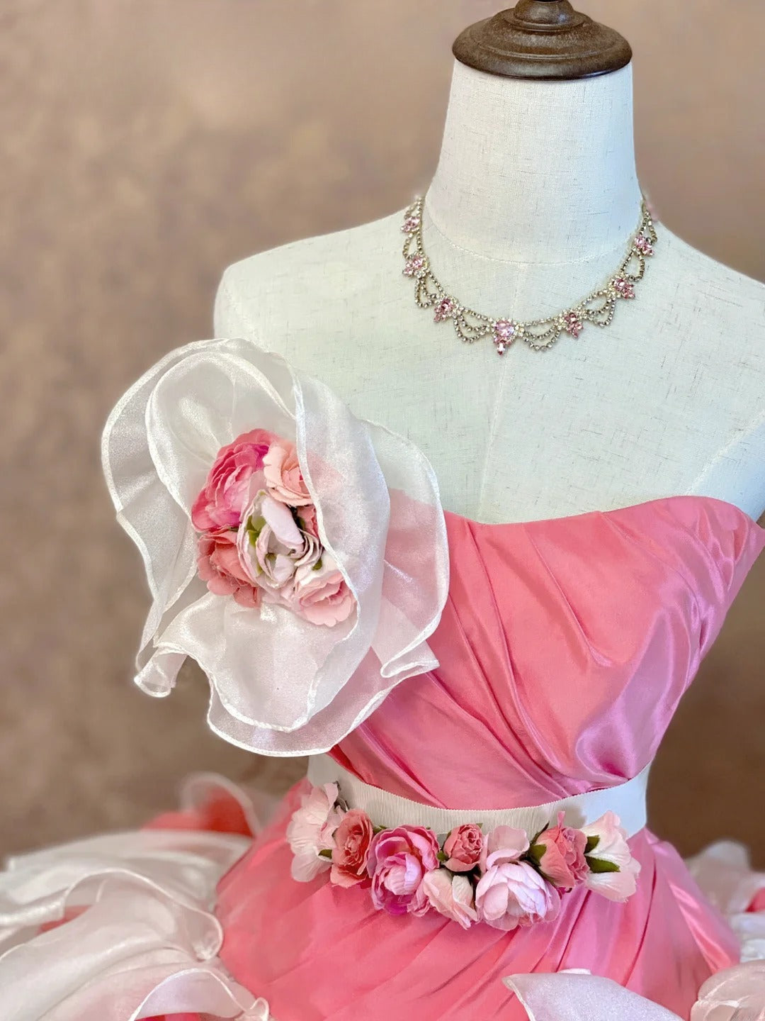Glam Ball Gown Strapless Pink Quinceanera Dresses For Sweet 15 15 Anos Celebration Birthday Gown RB9013