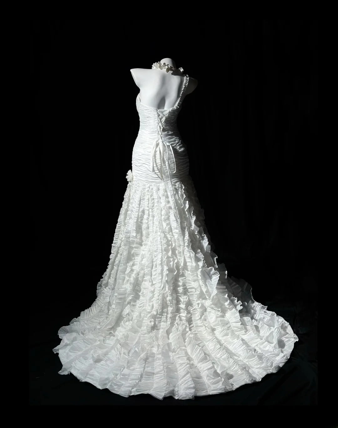 Vintage Mermaid One Shoulder White With Tiered Layers Brides Gown Bridal Dress Wedding Dresses Style RB7556