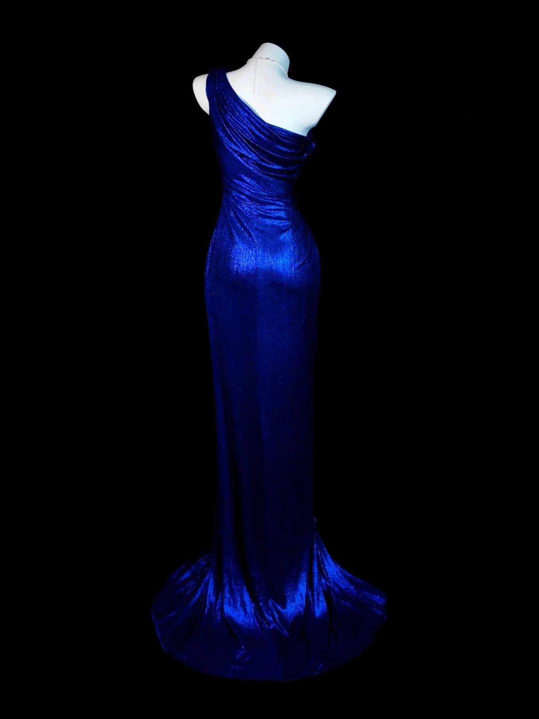 Royal Blue Prom Dress Inspo Mermaid One Shoulder Satin Modest Floor Length Formal Party Gown RB9832
