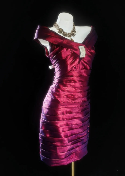 Retro Sheath Off The Shoulder Fuchsia Hoco Gowns Short 18th Birthday Dress Homecoming Dresses Cocktail Gown AS028