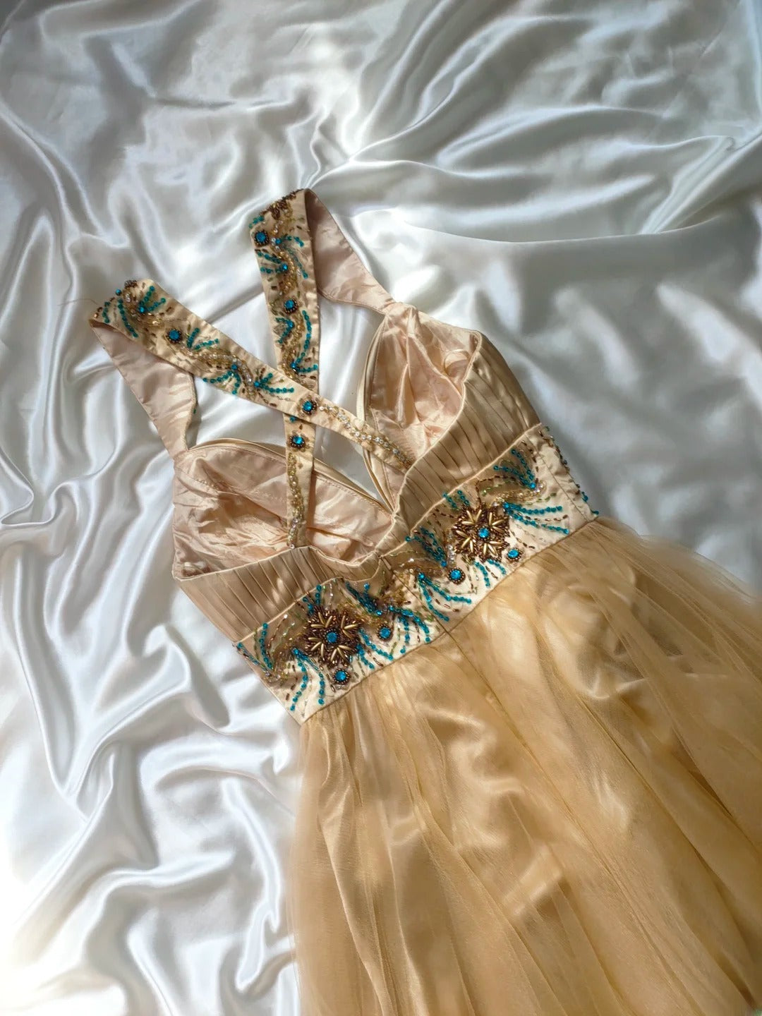 Vintage A line V Neck Champagne Tulle Hoco Gowns Short 16th Birthday Dress Homecoming Dresses Cocktail Gown AS029