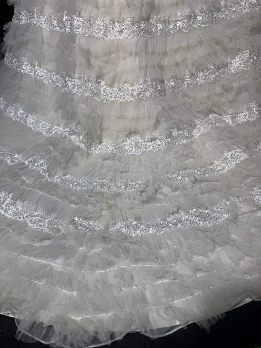Elegant Mermaid Strapless Sleeveless White Lace Tiered Long Vintage Fitted 1920s Wedding Dresses AS030