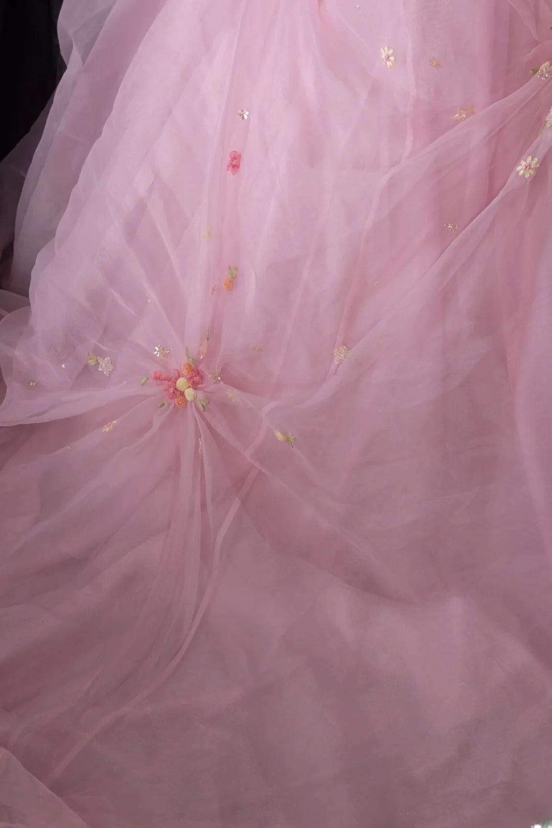 Sweet Ball Gown Spaghetti Straps Pink Tulle With Gold Beading Long Quince Dress Quinceanera Dresses Formal Birthday Outfits RB8055