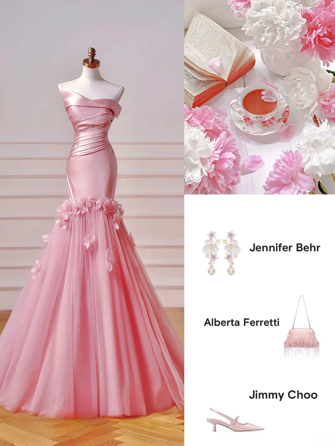 Chic Prom Dresses Aesthetic Mermaid Strapless Pink With Pleated Flowers Inspo Impress Long Party Formal Gown For Teenagers High Schools AQ031
