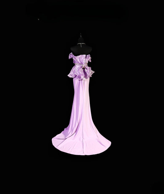 Vintage Prom Dresses Mermaid Strapless Lilac With Ruffled Long 1950s Retro Classy Party Formal Outfits RB6378