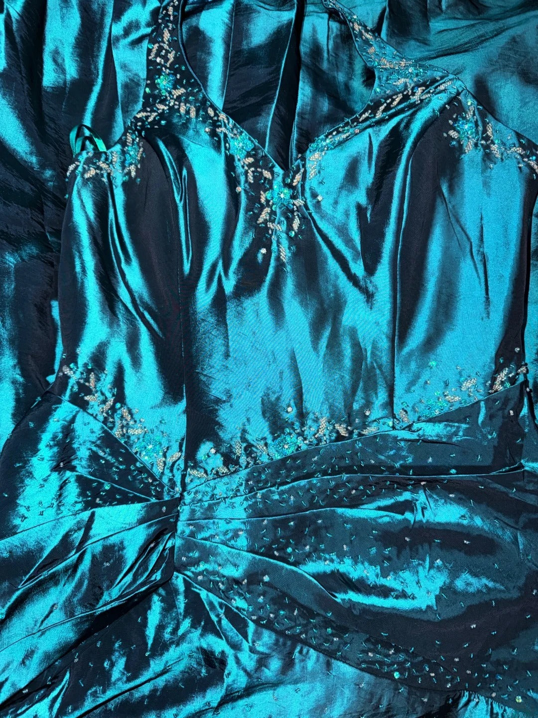 Blue Prom Dress Mermaid Halter Satin With Beading Modest Floor Length Formal Party Gown RB9834