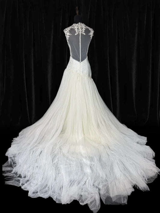 Vintage Mermaid Strapless Satin Tulle Wedding Gowns Bohemian Style for Bride With Lace Fitted Petite Plus Size Bridal Dress AS047