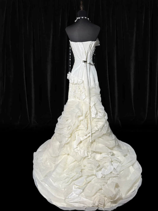 Timeless Long Wedding Gowns 70s Ideas Classy Dresses Mermaid Sweetheart Bohemian Style for Bride With Lace Corset Fitted Petite/Plus Size Bridal Gown AS049