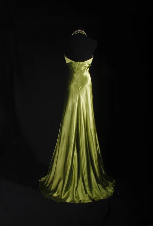 Vintage A Line Halter Green 2000s Prom Dress Inspo For Women Girls Formal Party Gowns Long Formal Dresses AS051