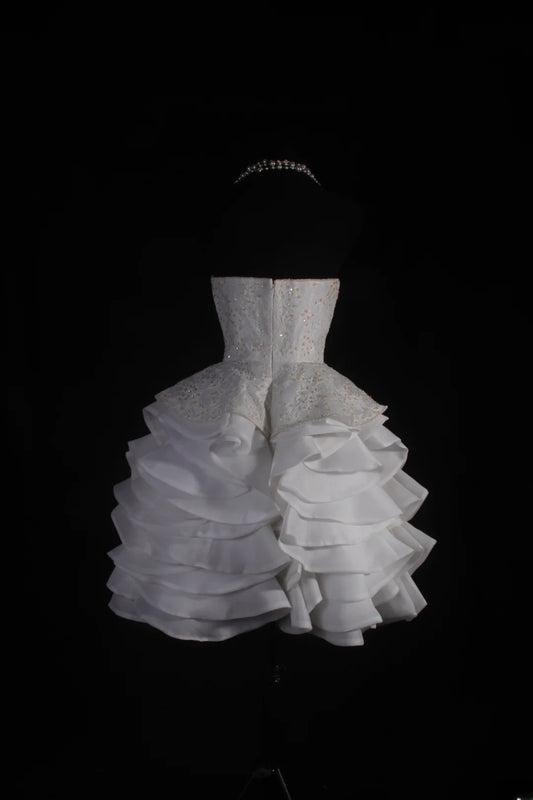 Cute Ball Gown Sweetheart White Satin With Lace Short 18th Birthday Dress Homecoming Dresses Cocktail Gown AS052