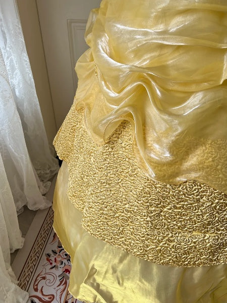 Princess Sweet 16 Dresses Long Strapless Yellow With Ruffled Ball Gown Sweet Sixteen Birthday Gown RC0423