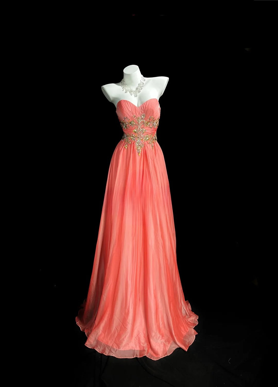 Vintage Prom Dresses A line Sweetheart Coral Pink Chiffon Long Evening – RubyFashionDress