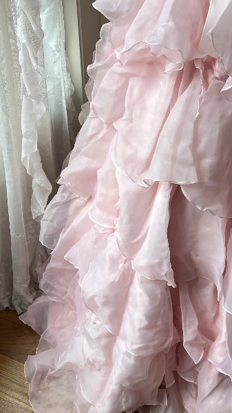 Pink Prom Dress Long Ball Gown Sweetheart With Tiered Layers Formal Party Gown For Teens Women RC0431