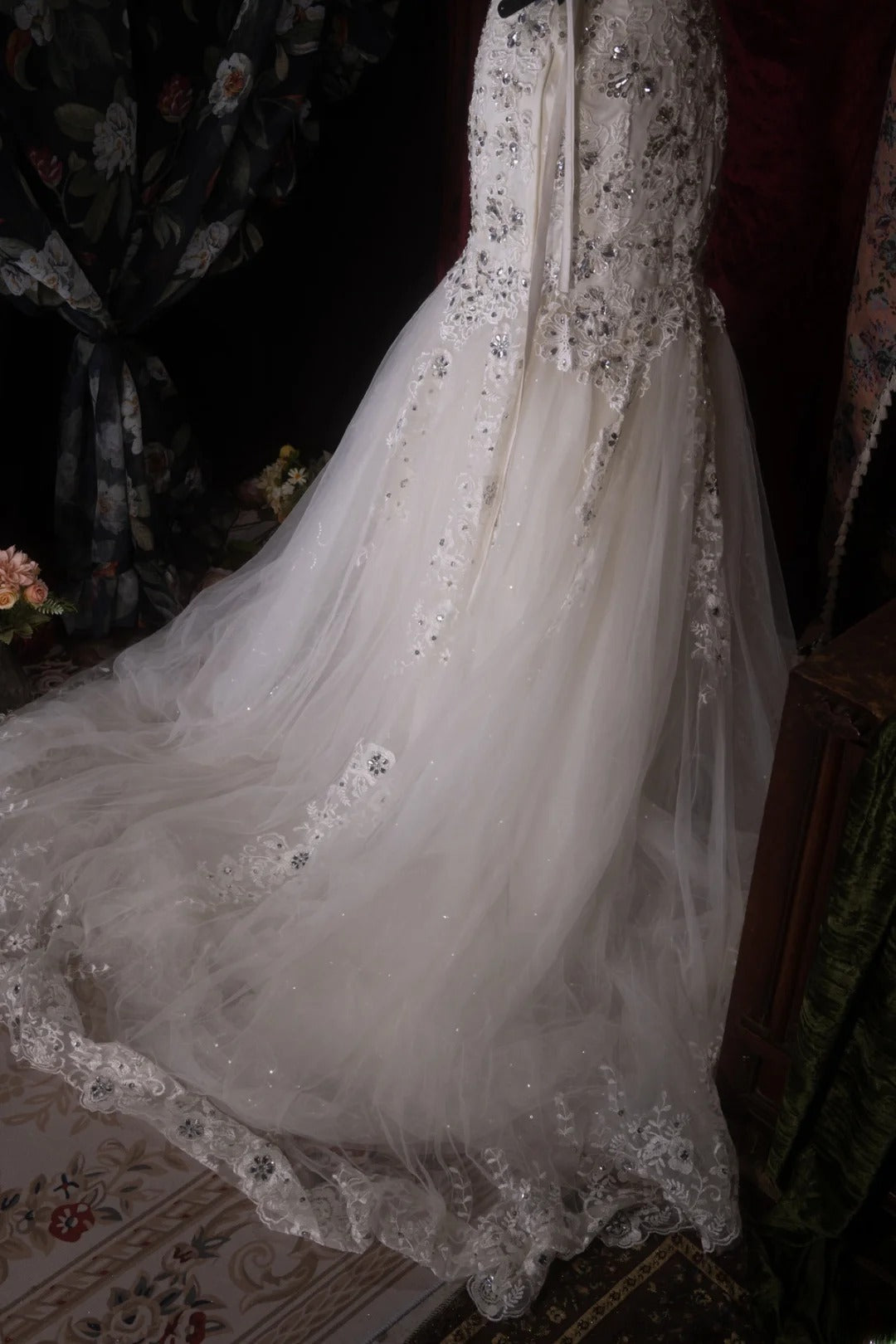 Elegant Mermaid Sweetheart White Tulle With Lace Long Prom Dresses Formal Outfit Evening Night Dress RB8086