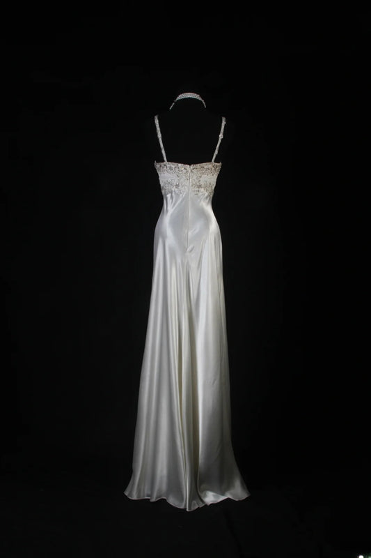 Vintage Mermaid Spaghetti Strap Silver Gray Silk Satin 2000s Prom Dress Inspo For Women Girls Formal Party Gowns Formal Dresses AS066