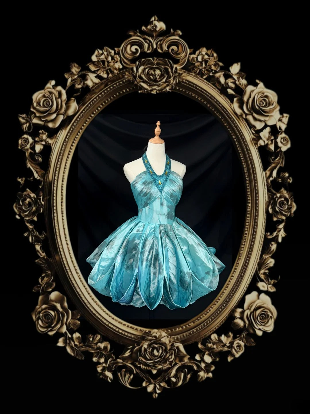 Elegant Ball Gown Halter Blue Satin Party Dress Short Mini 18th Birthday Dresses Hoco Outfits RB3466