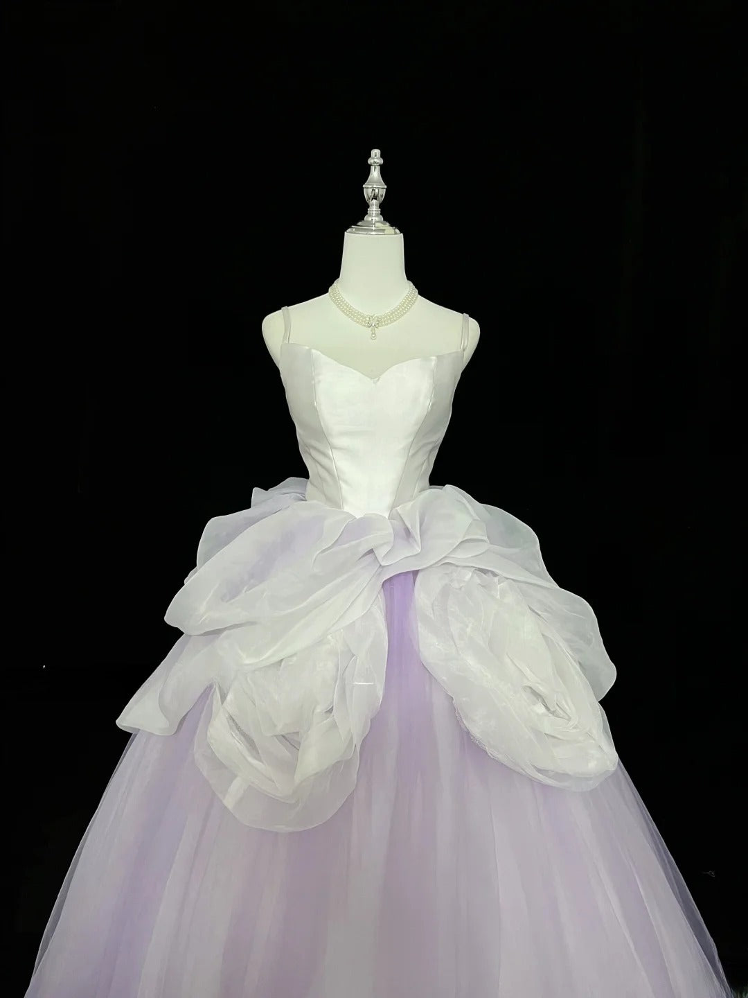Pretty Ball Gown Spaghetti Straps Lilac Tulle With Flowers Quince Dress Voluminous Sweet 16 Sweet Sixteen Outfits Vestido de 15 RB7439