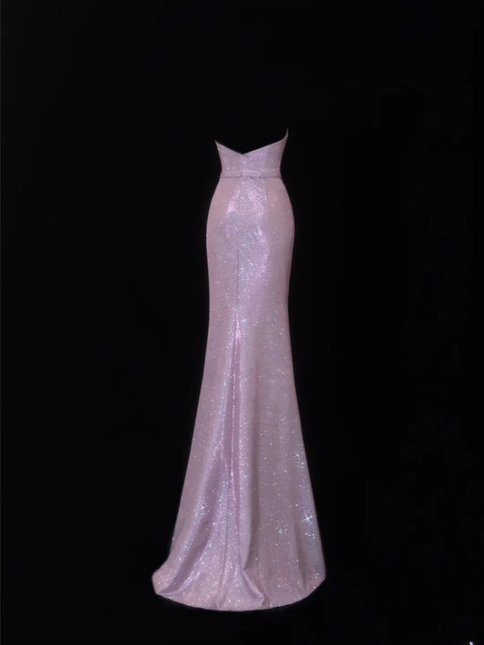 Modest Prom Dress Aesthetic Mermaid Sweetheart Lilac Sequin Style Impress With Pleated Long Party Formal Gown SA074