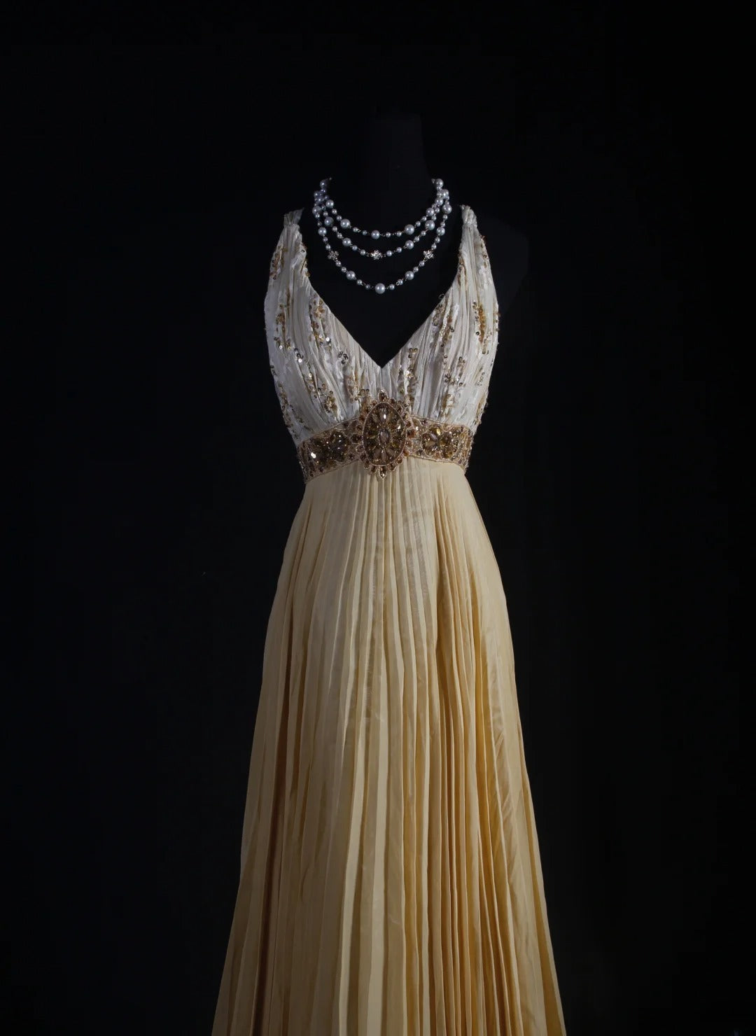 Women's Cocktail Party Gowns 80s A line V Neck Chiffon Pleated With Beads Long Graduation Dinner Outfits Prom Dresses AS075
