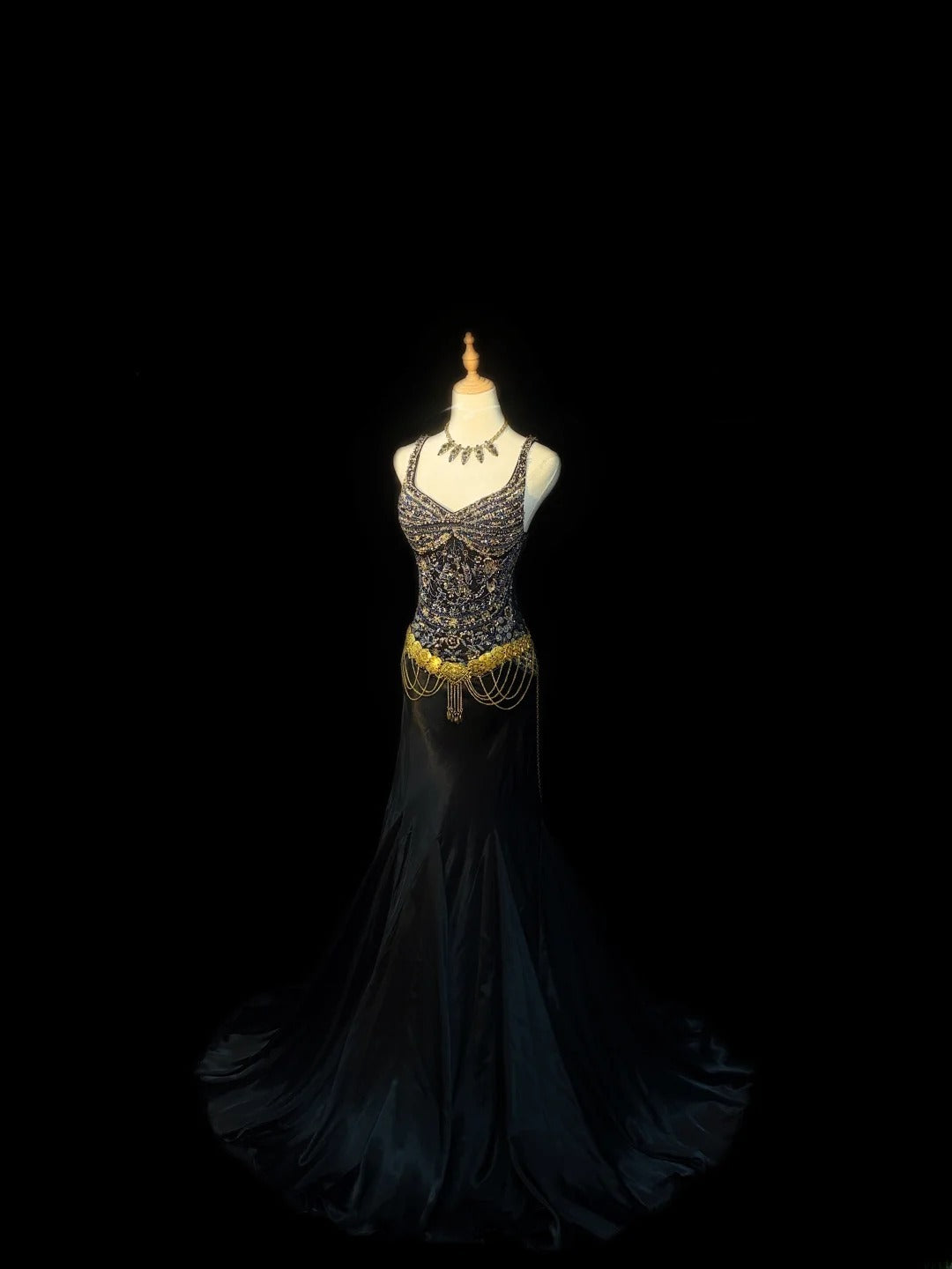 Vintage Prom Dresses Mermaid Spaghetti Strap Black Tie Dress Sleeveles – RubyFashionDress