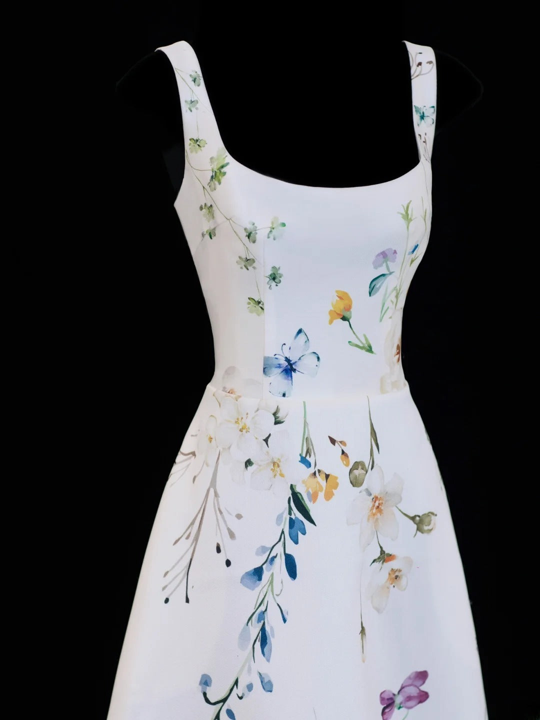 Classy High Low Square Neck Formal Floral Satin White Style Impress Long Prom Dresses Party Gowns SA091