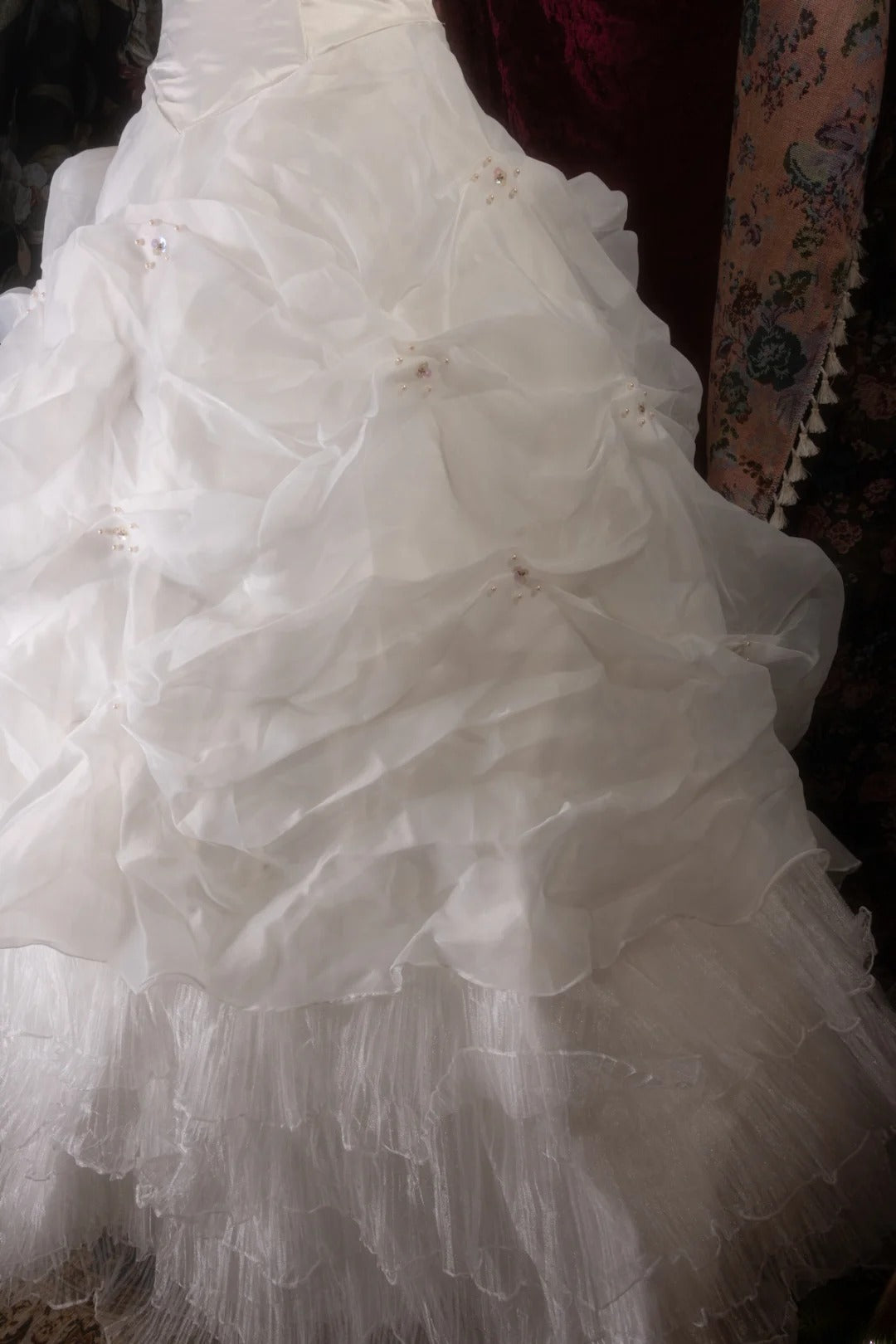 Cute Ball Gown Strapless White Tulle With Beading Long Quince Dress Quinceanera Dresses Formal Birthday Outfits RB8121