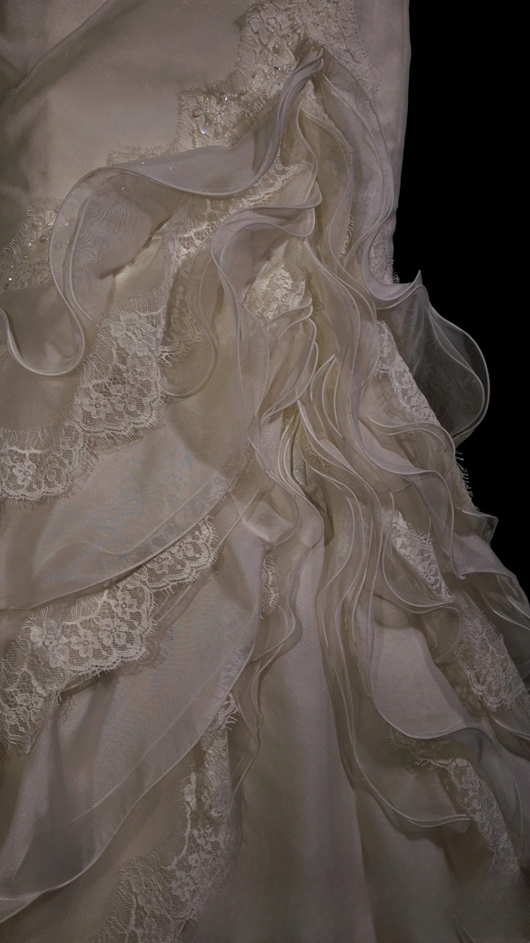 Princess Wedding Dress Mermaid One Shoulder Lace Cream Ivory With Tiered Layers Bridal Gown for Big Day RB9906