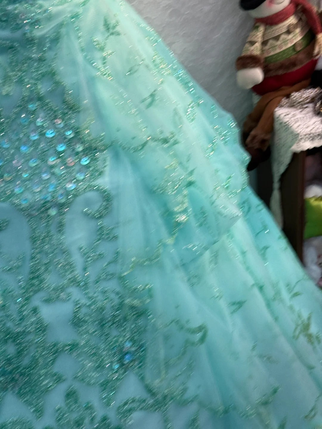 Modest Ball Gown Strapless Blue With Tiered Layers Sleeveless Long Sweet 16 Dresses Seventeen Quince Dress RB3571