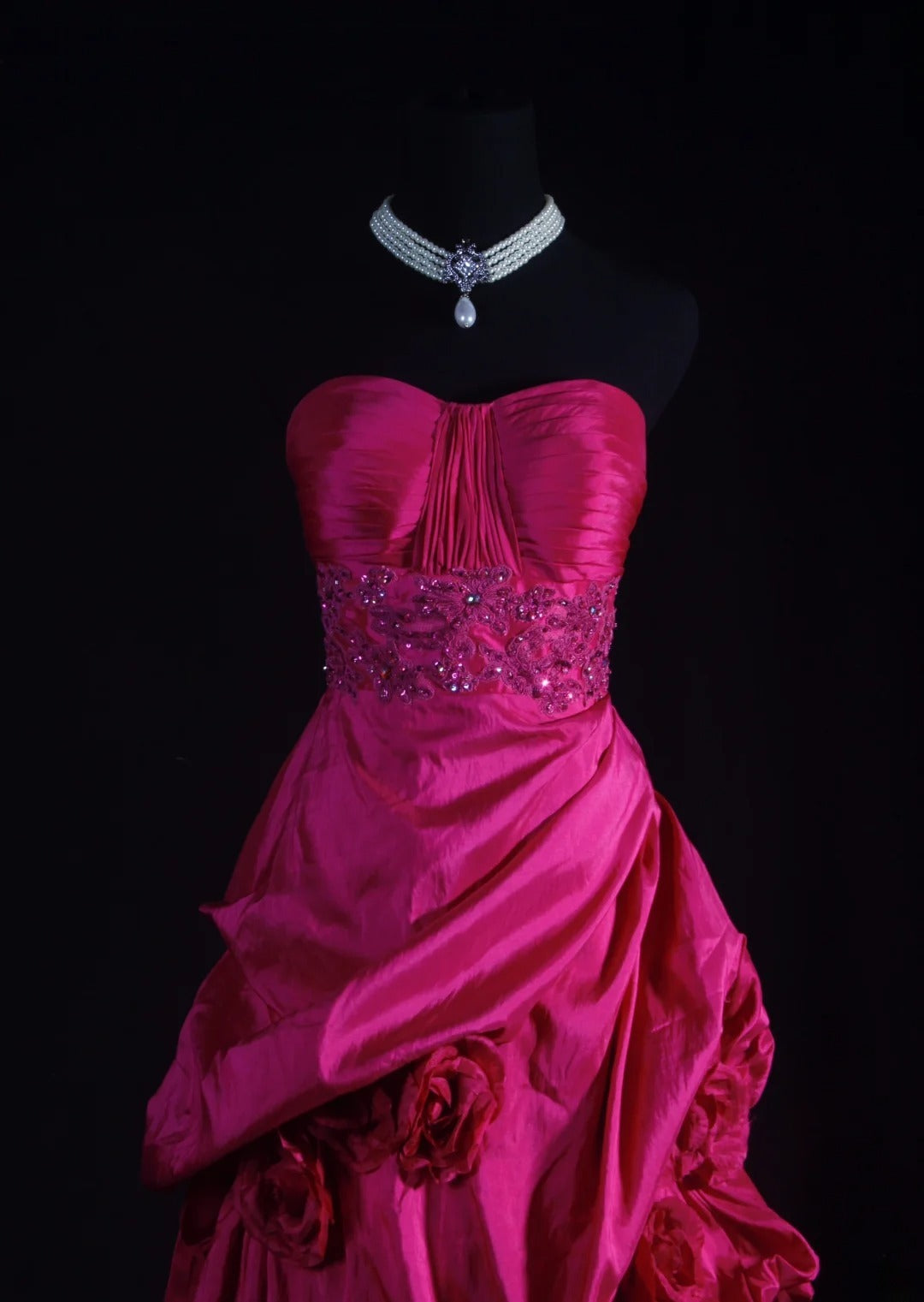 Retro Vintage 1960s Formal Ball Gown Fashion Sweetheart Hot Pink Satin With Beads Sleeveless Long Prom Dresses Party Formal Gowns AS112