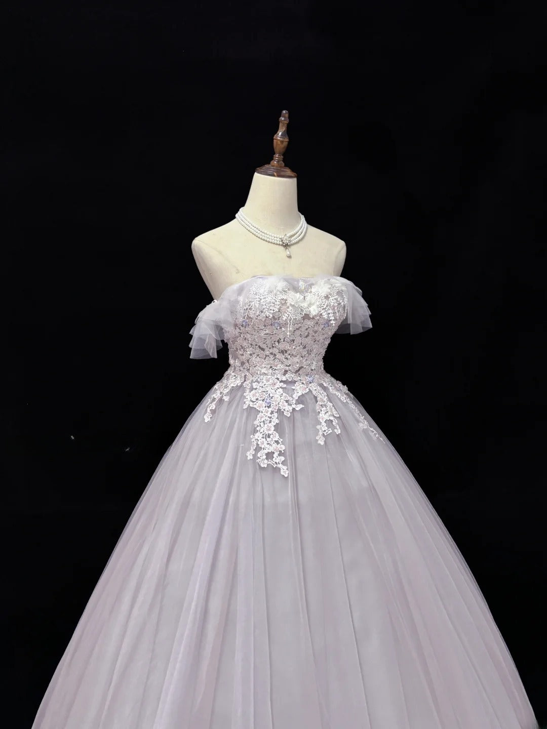 Cute Ball Gown Off The Shoulder Lilac Tulle With Lace Quince Dress Voluminous Ideas Sweet 16 Quinceanera Dresses Vestido de 15 RB7498