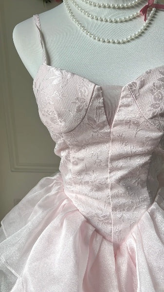 Prom Dress High Low Spaghetti Straps Pink Formal Party Gown For Senior Women RC0506