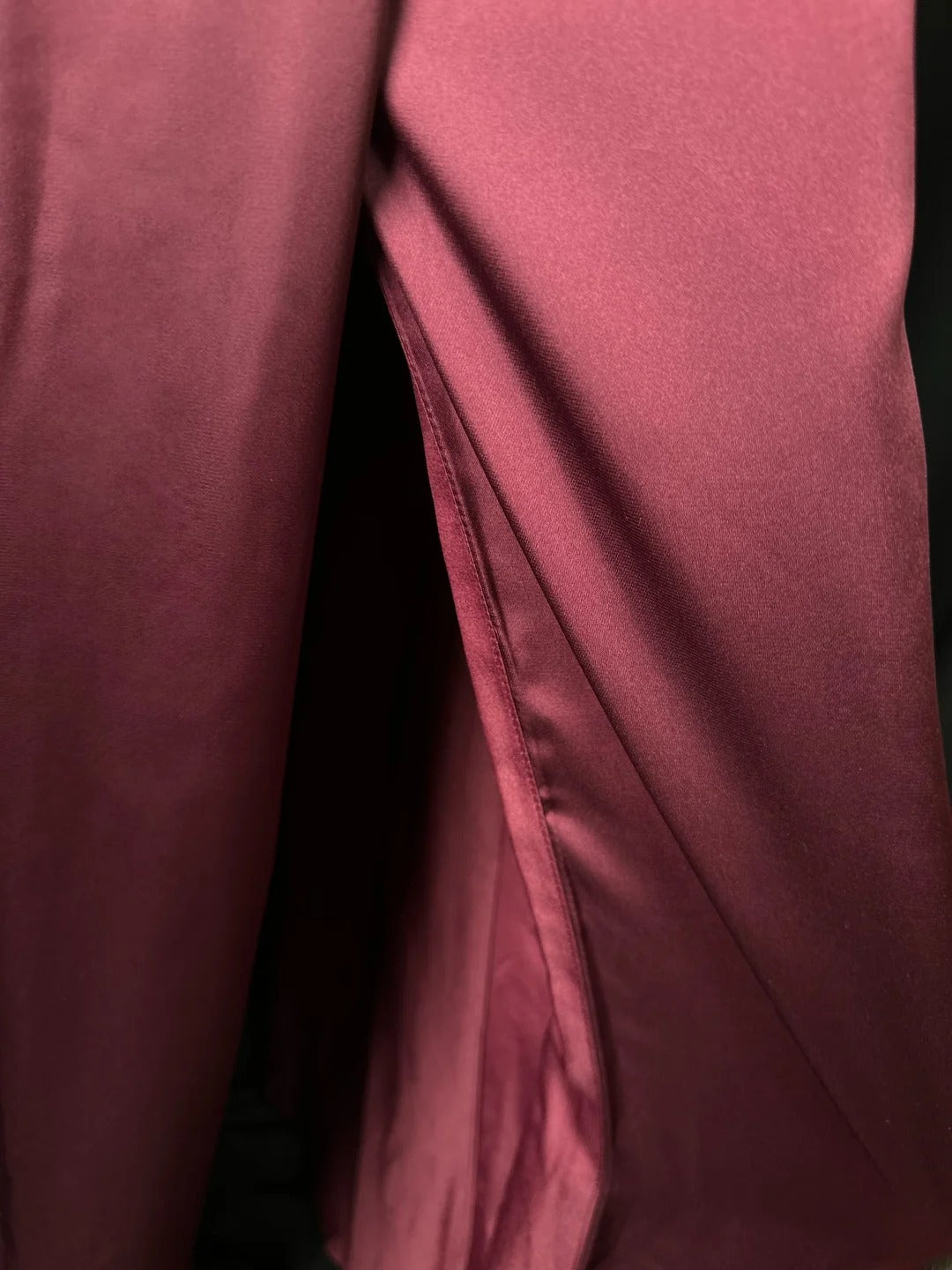 Retro A line One Shoulder Burgundy Satin Long Date Night Outfits Semi Formal Prom Wedding Guest Dresses RB5957