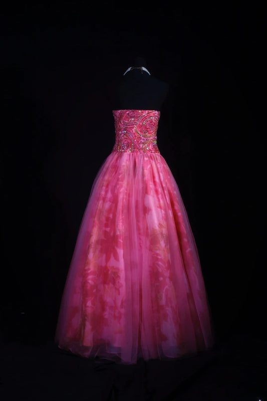 Vintage Ball Gowns Prom Dress Aesthetic Strapless Hot Pink 1950s Style Impress Long Prom Dresses Party Formal Gowns AS158