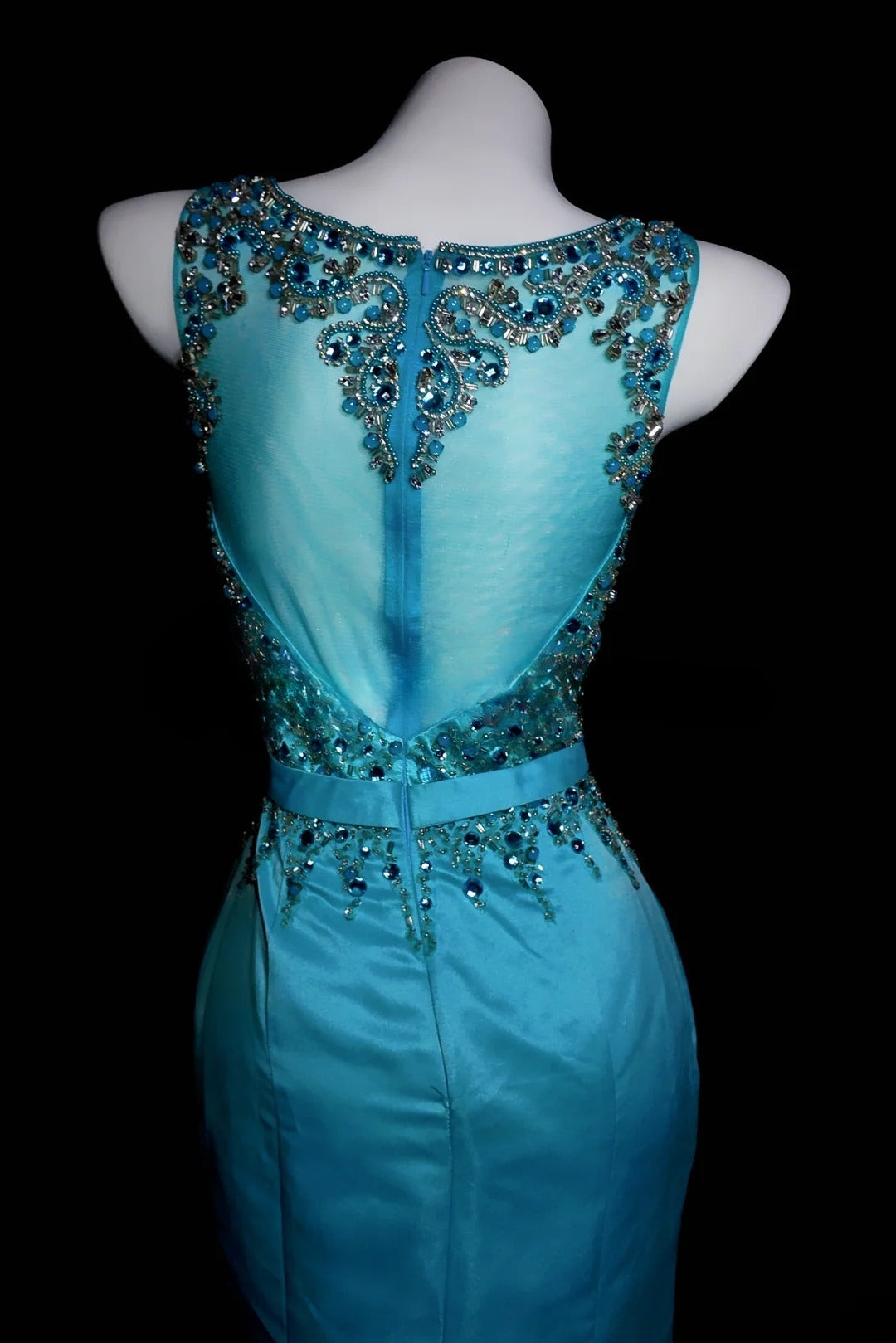 Prom Dresses Mermaid Scoop Satin With Beading Floor Length Formal Party Gown RB9952