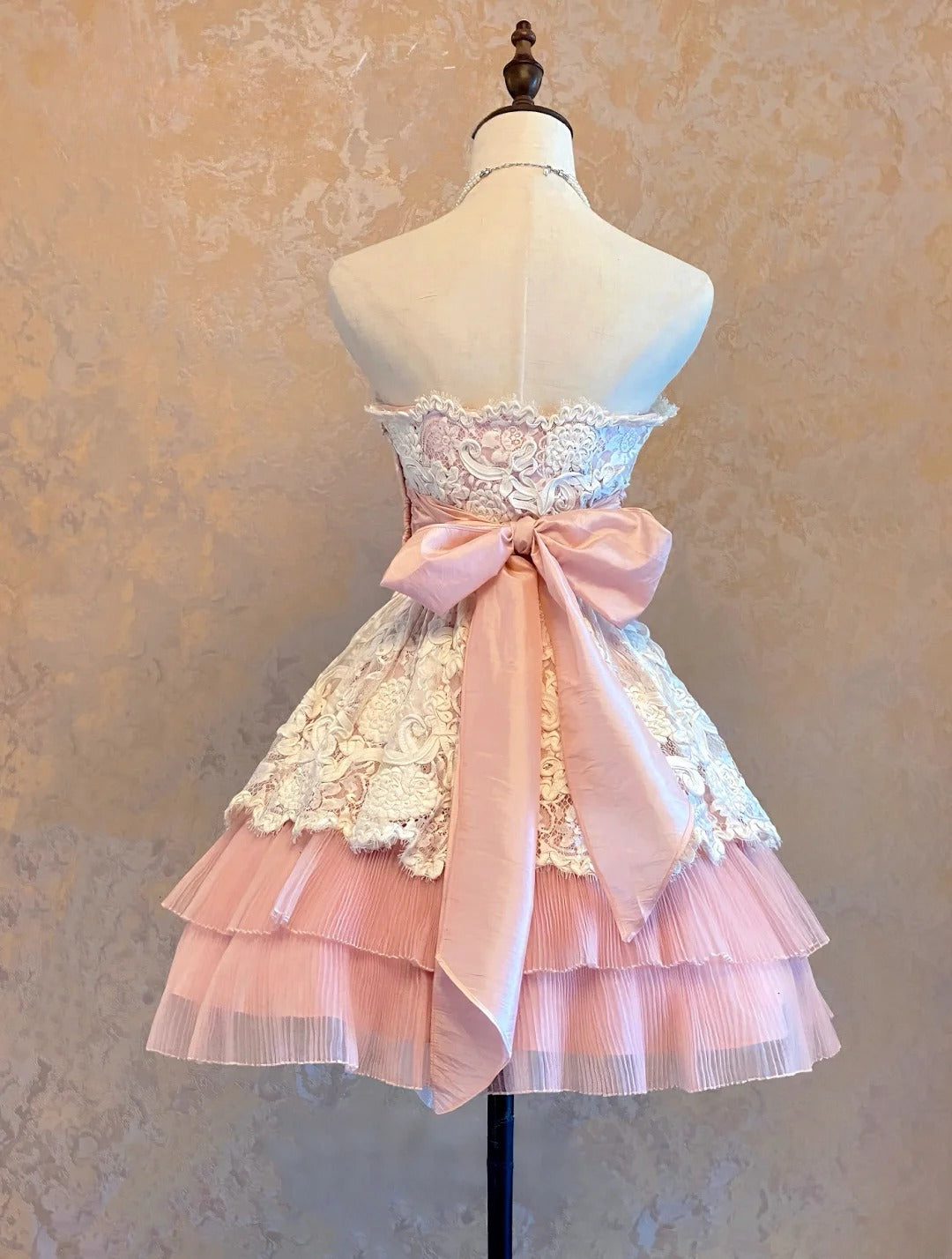 Cute Ball Gown Strapless Pink Lace Short Party Dresses Homecoming Cocktail Gown RB9112