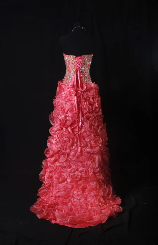 Sparkly Prom Dresses Aesthetic High Low Sweetheart Pink Tiered With Beads Inspo Party Semi Formal Gown For Senior Teens High Schools AS169