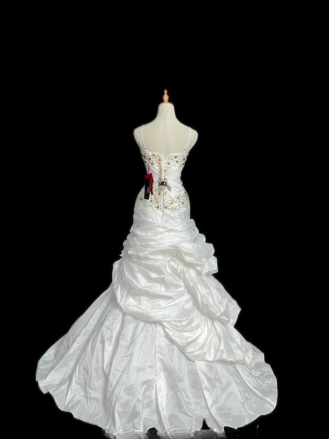 Vintage Princess Wedding Dress Mermaid Spaghetti Strap White With Beading Brides Gown Long Bridal Dress RB5809