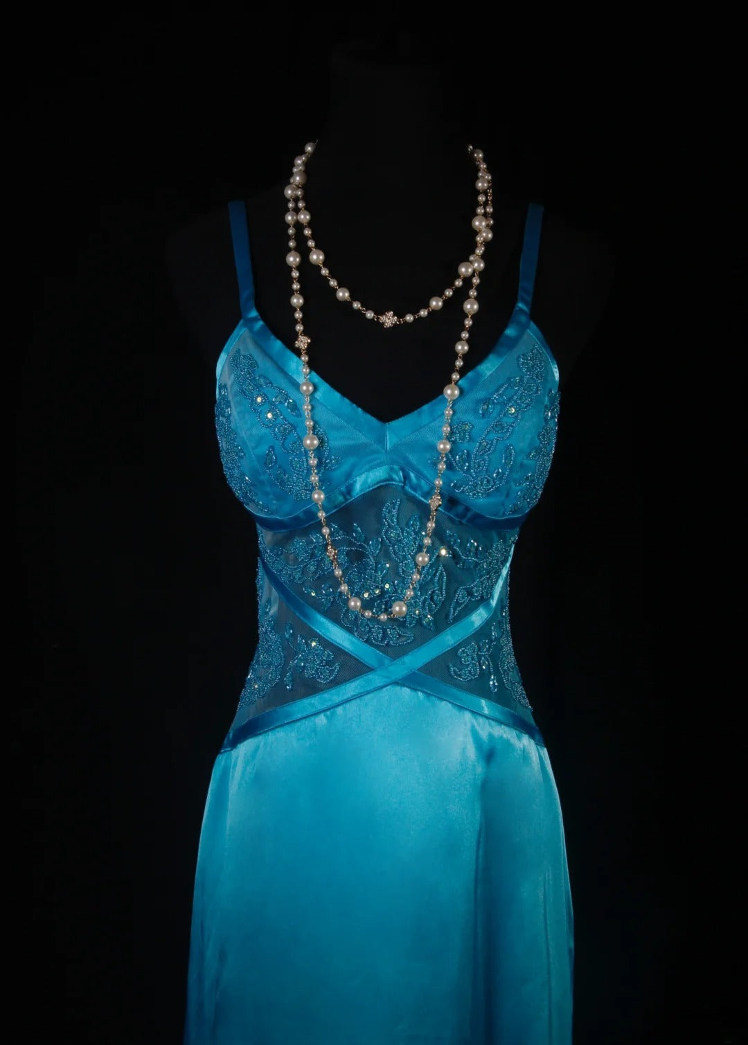 Vintage 50s Mermaid Spaghetti Straps Blue Satin Prom Dress Long Party Gowns Evening Dresses AS191