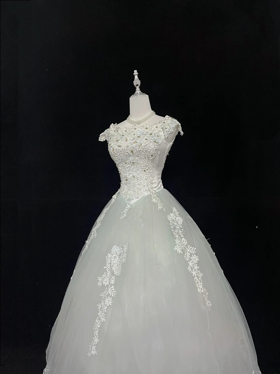 Pretty Ball Gowns Scoop Mint Green With Appliques Long Prom Dress Puffy Sweet 16 Sixteen Outfit Vestido de 15 RB7600