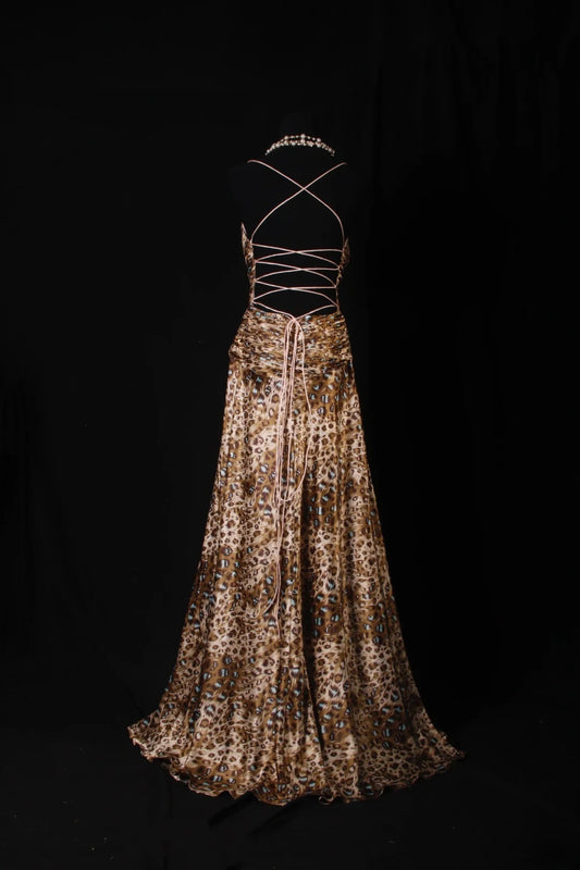 Vintage Prom Dresses 1950s A line Spaghetti Strap Backless Long Parties Gowns Evening Dress AS204