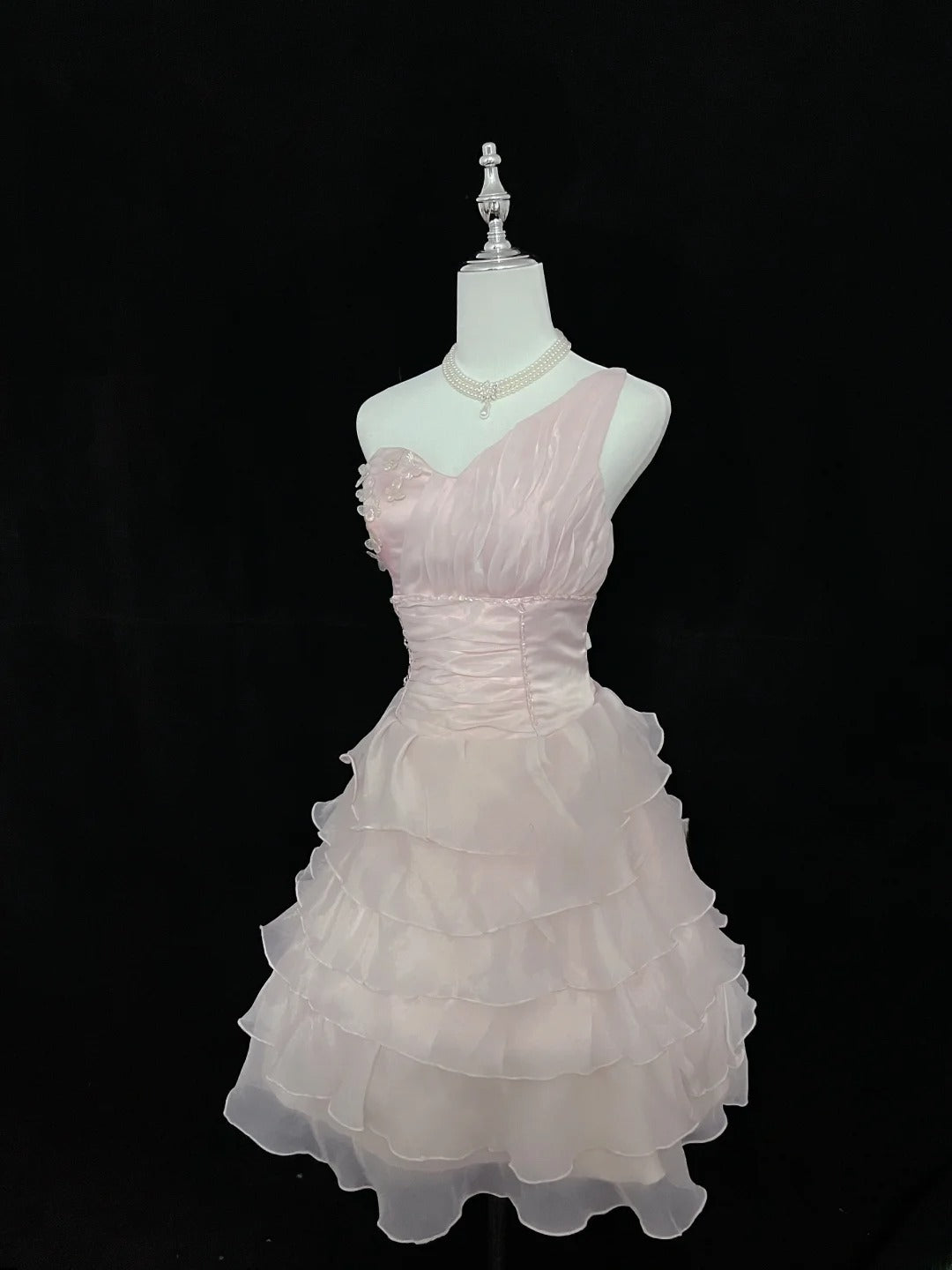 Simple Homecoming Dresses A line Knee Length One Shoulder Pink Birthday Cocktail Dress Ideas Outfits RB7611