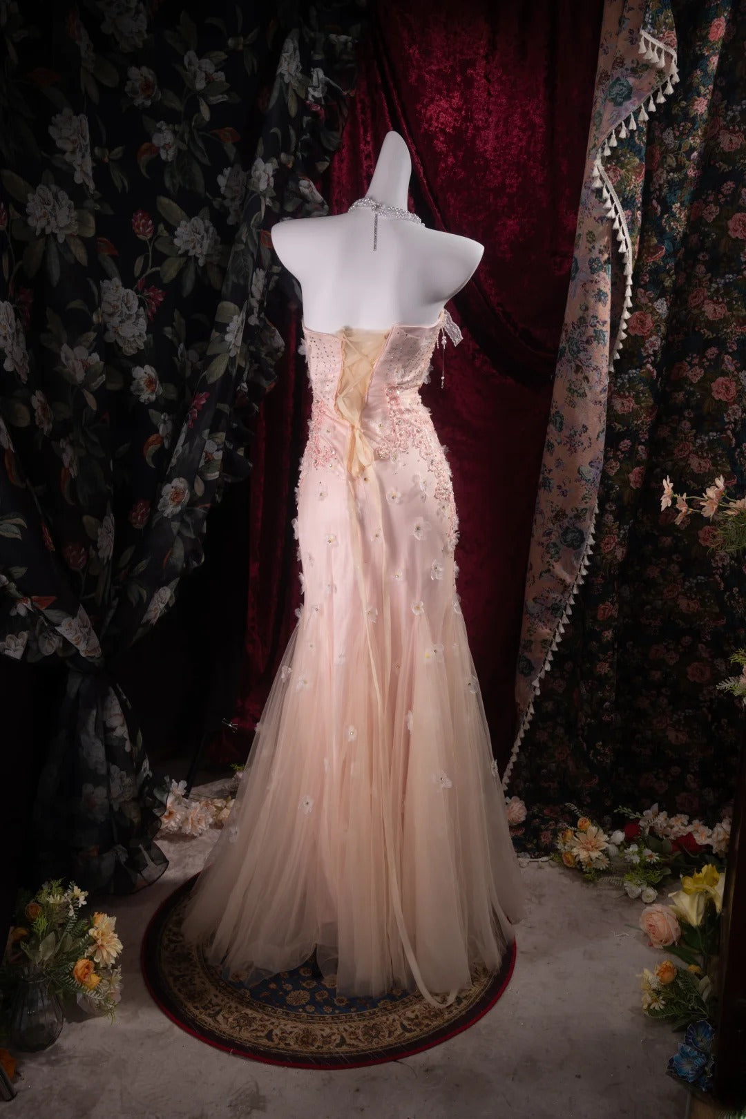 Modest Mermaid Sweetheart Blush Pink Tulle With Appliqued High School Dances Prom Dresses 8th Grade Formal Outfits Evening Gown RB8502