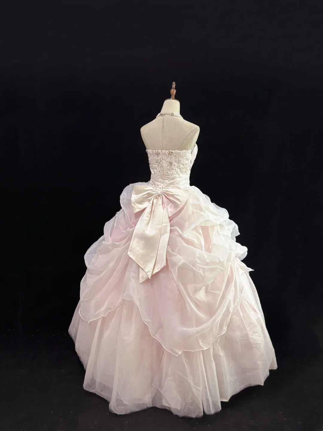Elegant Ball Gowns Strapless Light Pink Poofy Long Appliqued Quince Dress Sweet 16 Ideas Quinceanera Dresses Vestidos De 15 anos RB7641