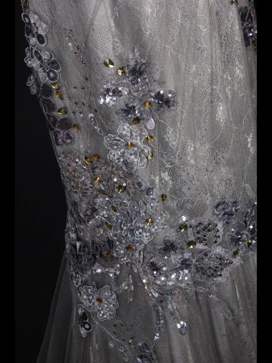 Classy Prom Dresses 1950s Mermaid Spaghetti Strap Silver Gray Lace With Beaded Long Parties Gowns Evening Dress AS242