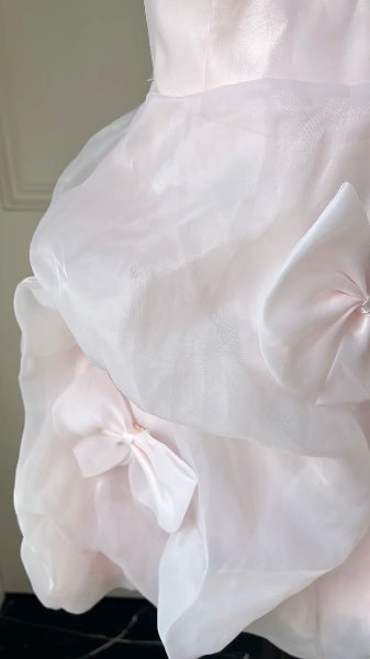 Pink Hoco Dress Ball Gown Strapless Organza Short Homecoming 17th Birthday Party Dress RC0587