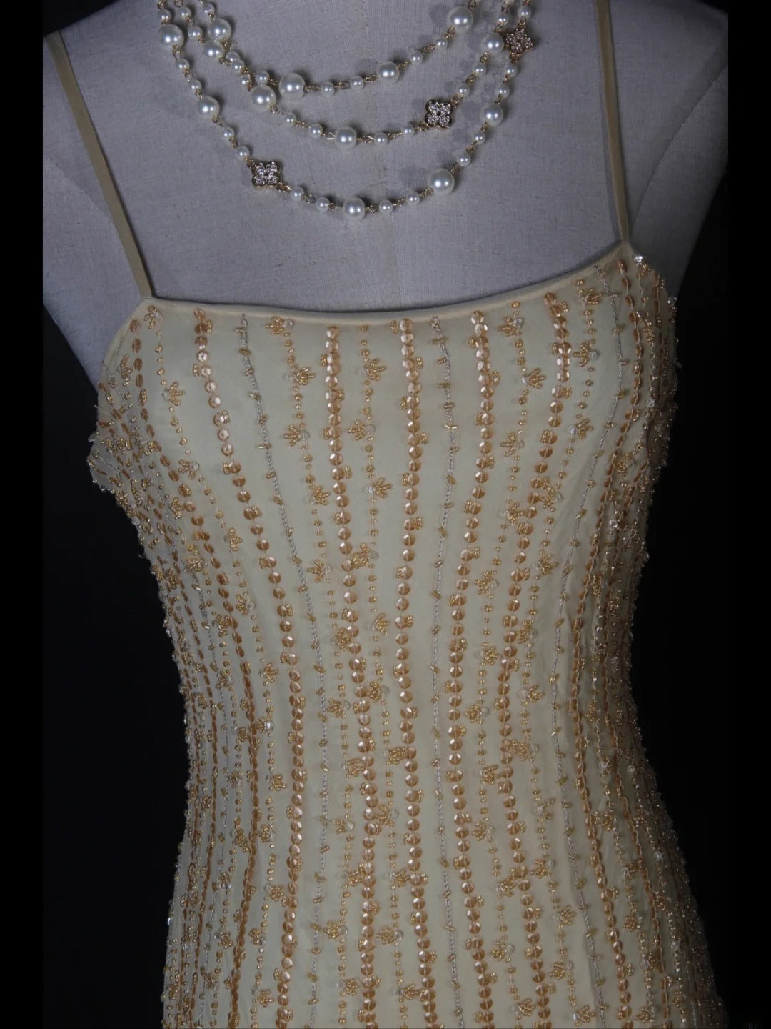 Vintage Mermaid Spaghetti Straps Tulle Yellow With Beads Bodice Long Prom Dresses Impress 20th Birthday Outfits Prom Gown AS280