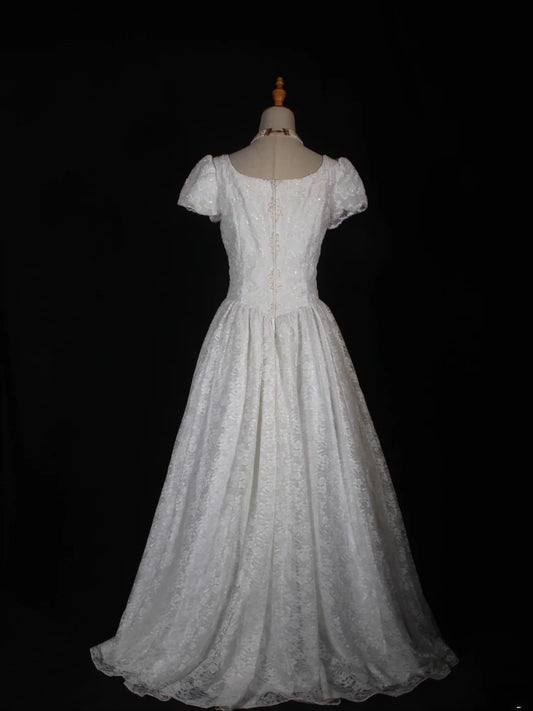 Wedding Dresses for Bride Short Sleeves Lace Petite/Plus Size Bridal Gowns for Civil Wedding for Beach Wedding AS286