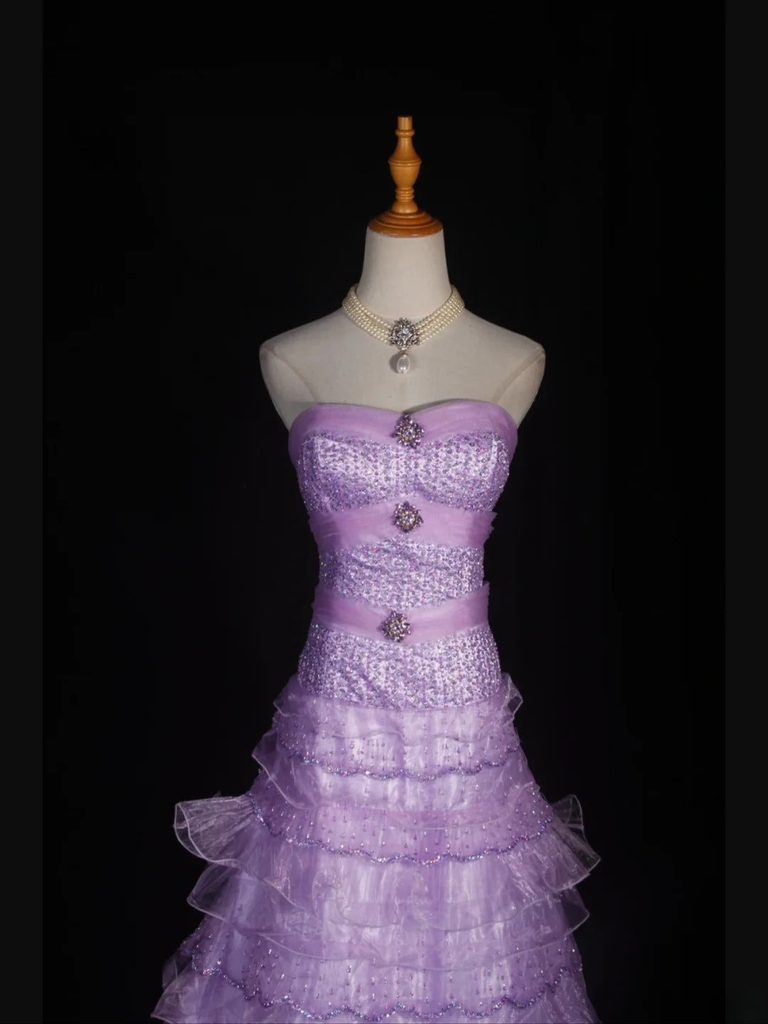 Vintage 70s Ball Gown Sweetheart Lilac Beaded Bodice Pleated Long Prom Dresses Impress 21th Birthday Outfits Prom Gown AS310