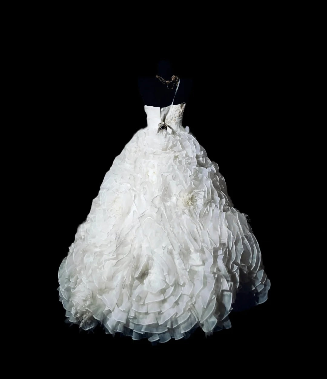 Cute Sweet 16 Dress Strapless White Flowers Ruffled Ball Gown Sweet Sixteen Dresses RC0025